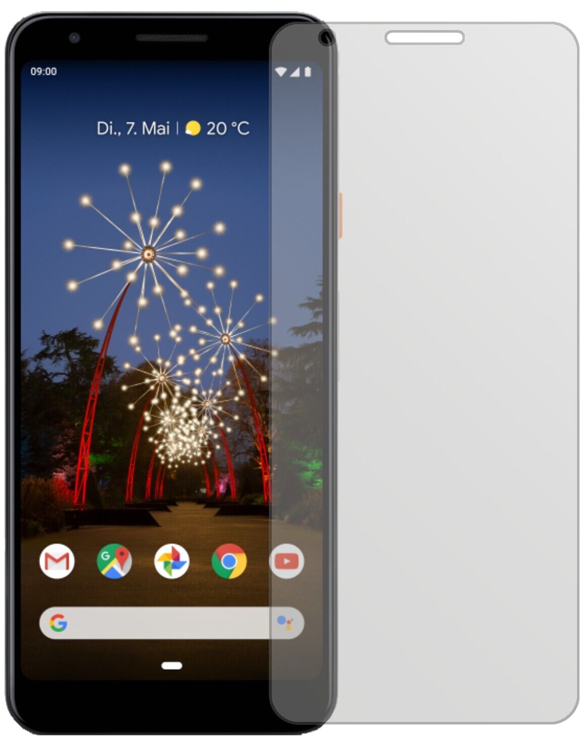 Matte Displayschutzfolie von dipos passend für Google Pixel 3a, präziser Zuschnitt und blasenfrei montiert