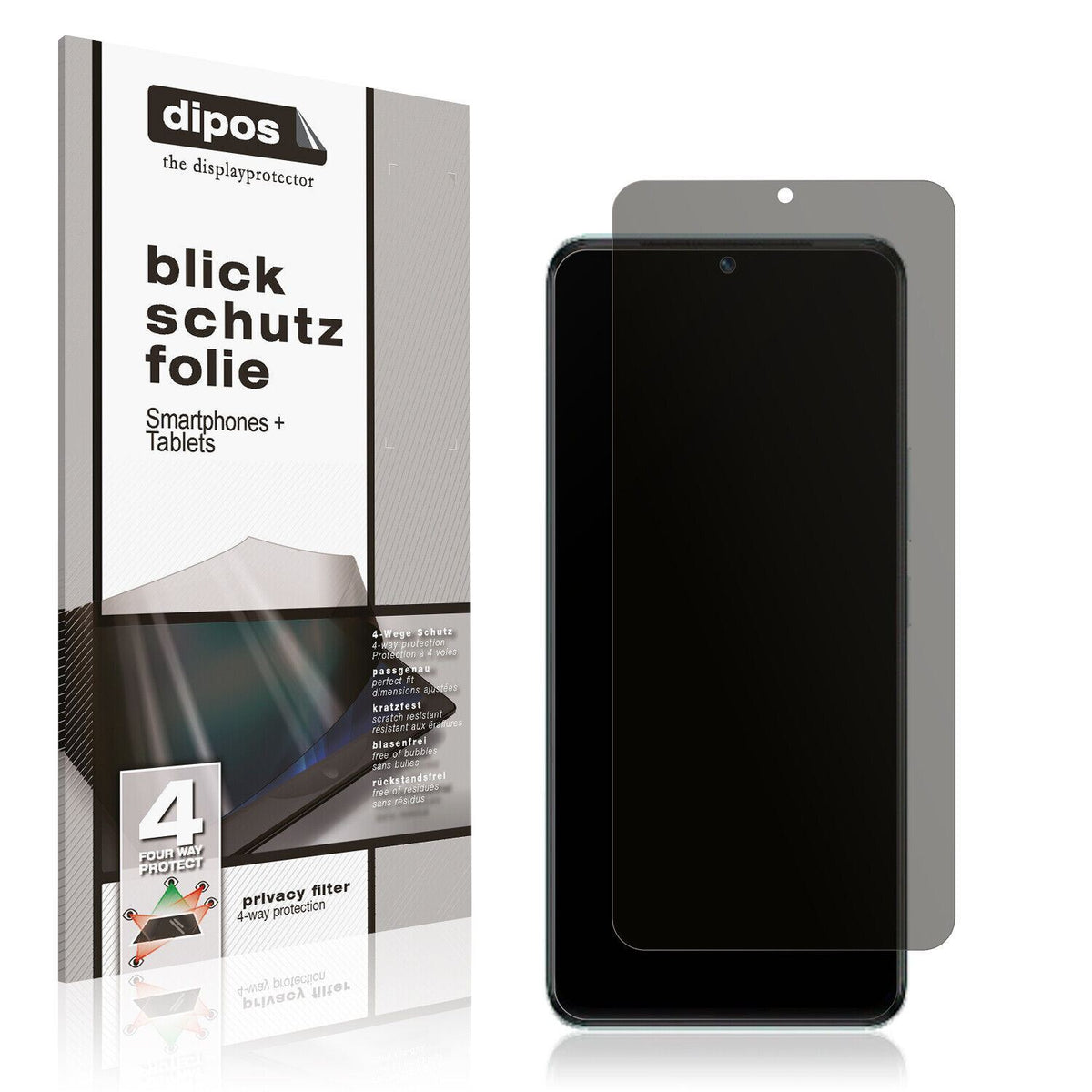 Blickschutzfolie von dipos passend für Vivo T1 Pro 5G, präziser Zuschnitt und blasenfrei montiert