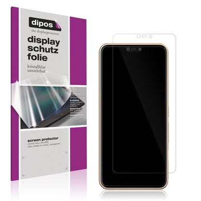 Klare Displayschutzfolie von dipos passend für Fujitsu Arrows M05, präziser Zuschnitt und blasenfrei montiert
