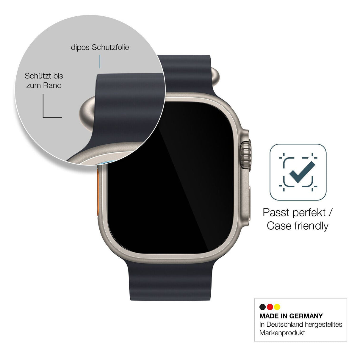 1x 9H Schutzfolie für Apple Watch Ultra Panzerfolie