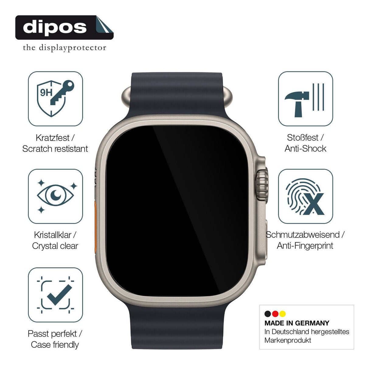 1x 9H Schutzfolie für Apple Watch Ultra Panzerfolie