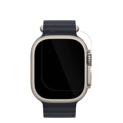 AppleWatch Ultra mit aufgebrachter dipos Displayschutzfolie, glasklare Darstellung ohne Einschränkungen