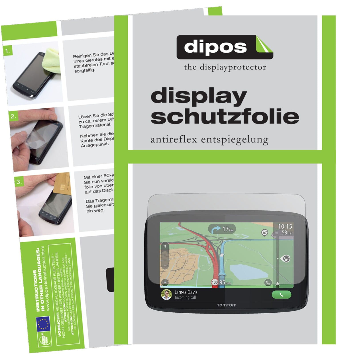 1x Schutzfolie matt für TomTom GO Essential 6 Display-Schutzfolie