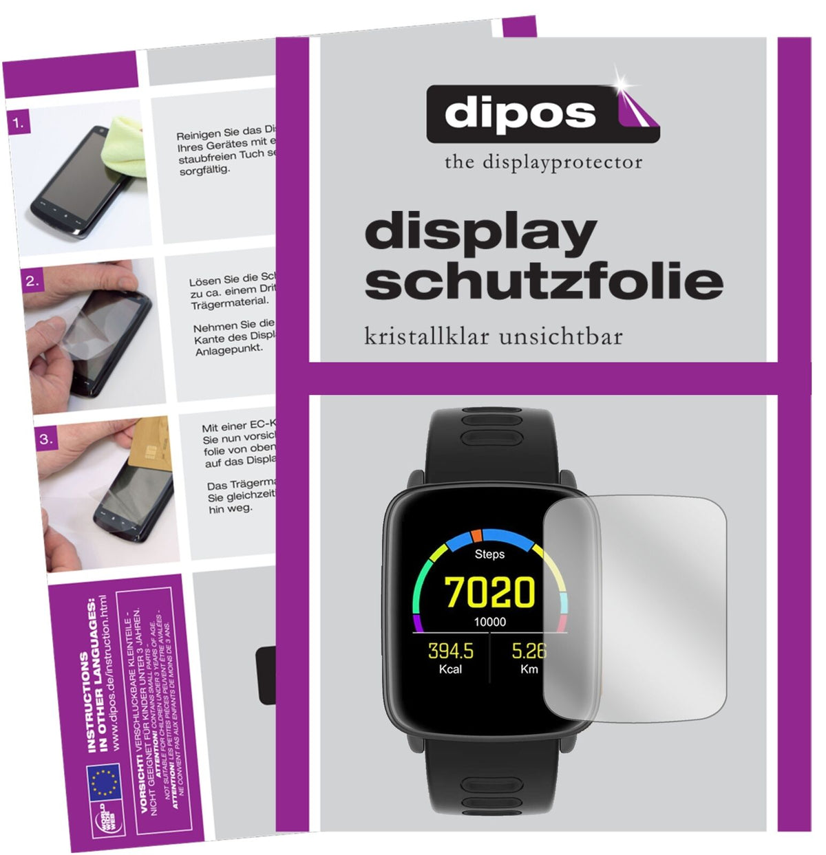 5x Schutzfolie klar für Yamay SW018 Smartwatch Display-Schutzfolie