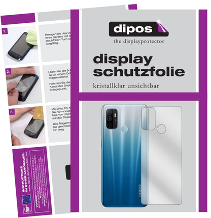 Klare Displayschutzfolie von dipos passend für Oppo A53 (2020) Rückseite, präziser Zuschnitt und blasenfrei montiert