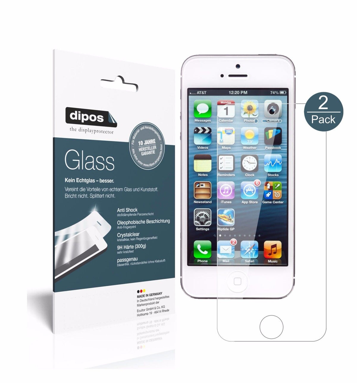 1x 9H Schutzfolie für Apple iPhone 5 / 5S / 5C / SE Panzerfolie