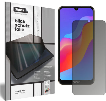 Blickschutzfolie von dipos passend für Honor 8A Pro, präziser Zuschnitt und blasenfrei montiert