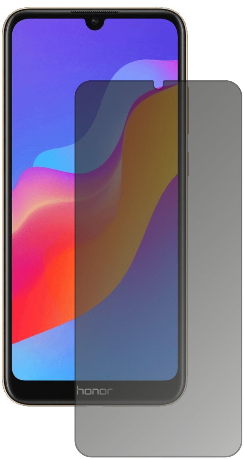 Honor8A Pro mit aufgebrachtem dipos Displayschutz, der seitliche Einblicke blockiert