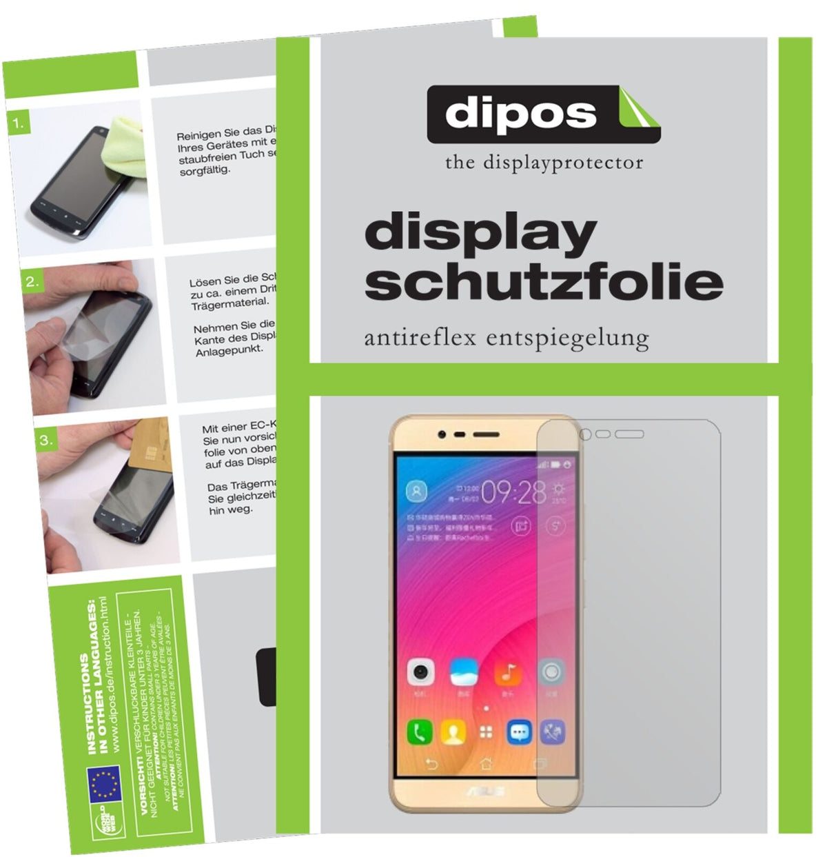 Matte Displayschutzfolie von dipos passend für Asus ZenFone Pegasus 3s, präziser Zuschnitt und blasenfrei montiert