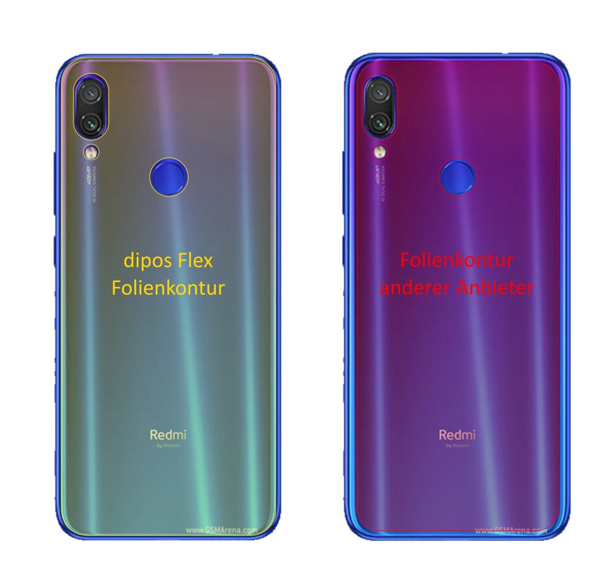 Klare Displayschutzfolie von dipos passend für Xiaomi Redmi Note 7 Pro Rückseite, 100% Displayabdeckung und blasenfreie Montage
