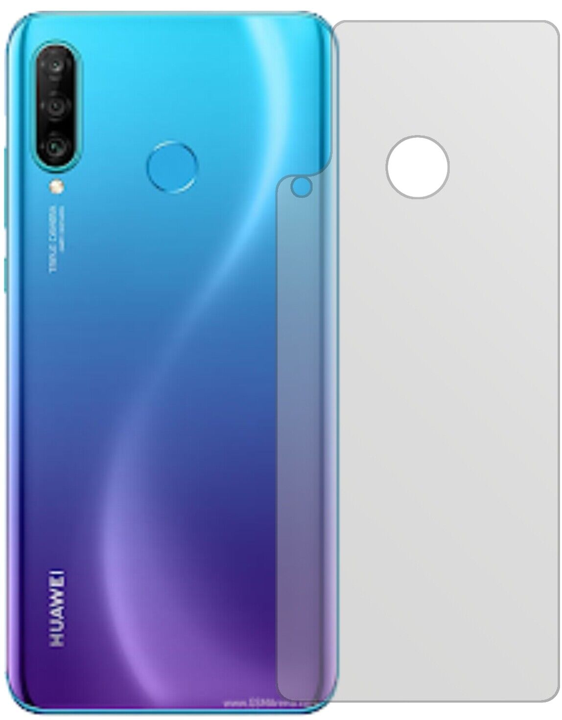 Matte Displayschutzfolie von dipos passend für Huawei P30 Lite Rückseite, präziser Zuschnitt und blasenfrei montiert