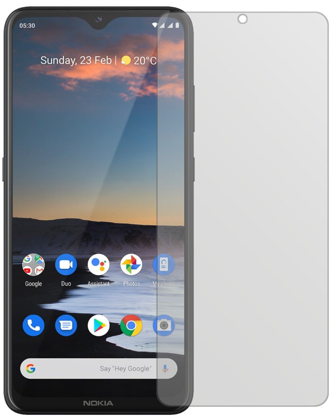 Nokia46086 mit aufgebrachter dipos Displayschutzfolie, die lästige Fingerabdrücke minimiert