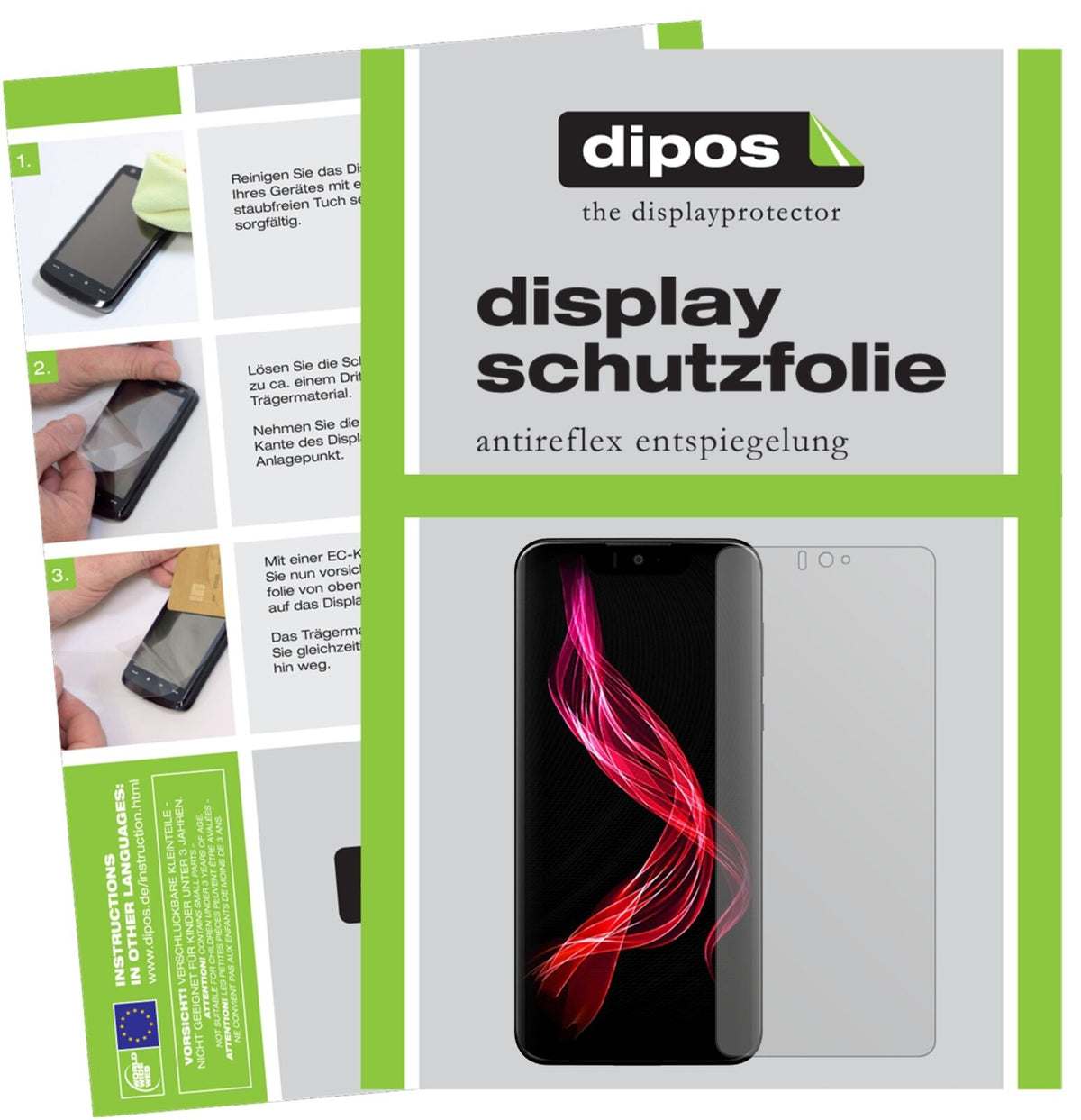 SharpAquos Zero mit aufgebrachter dipos Displayschutzfolie, die lästige Fingerabdrücke minimiert