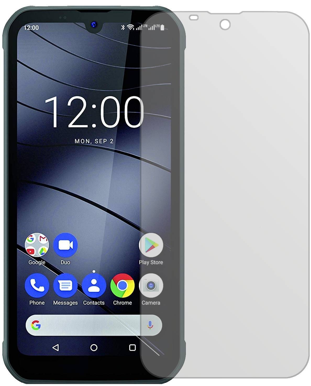 GigasetGX290 Plus mit aufgebrachter dipos Displayschutzfolie, die lästige Fingerabdrücke minimiert
