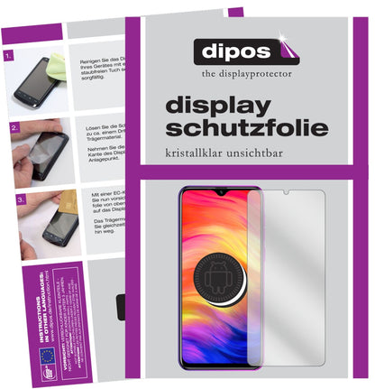 UlefoneNote 7 mit aufgebrachter dipos Displayschutzfolie, glasklare Darstellung ohne Einschränkungen