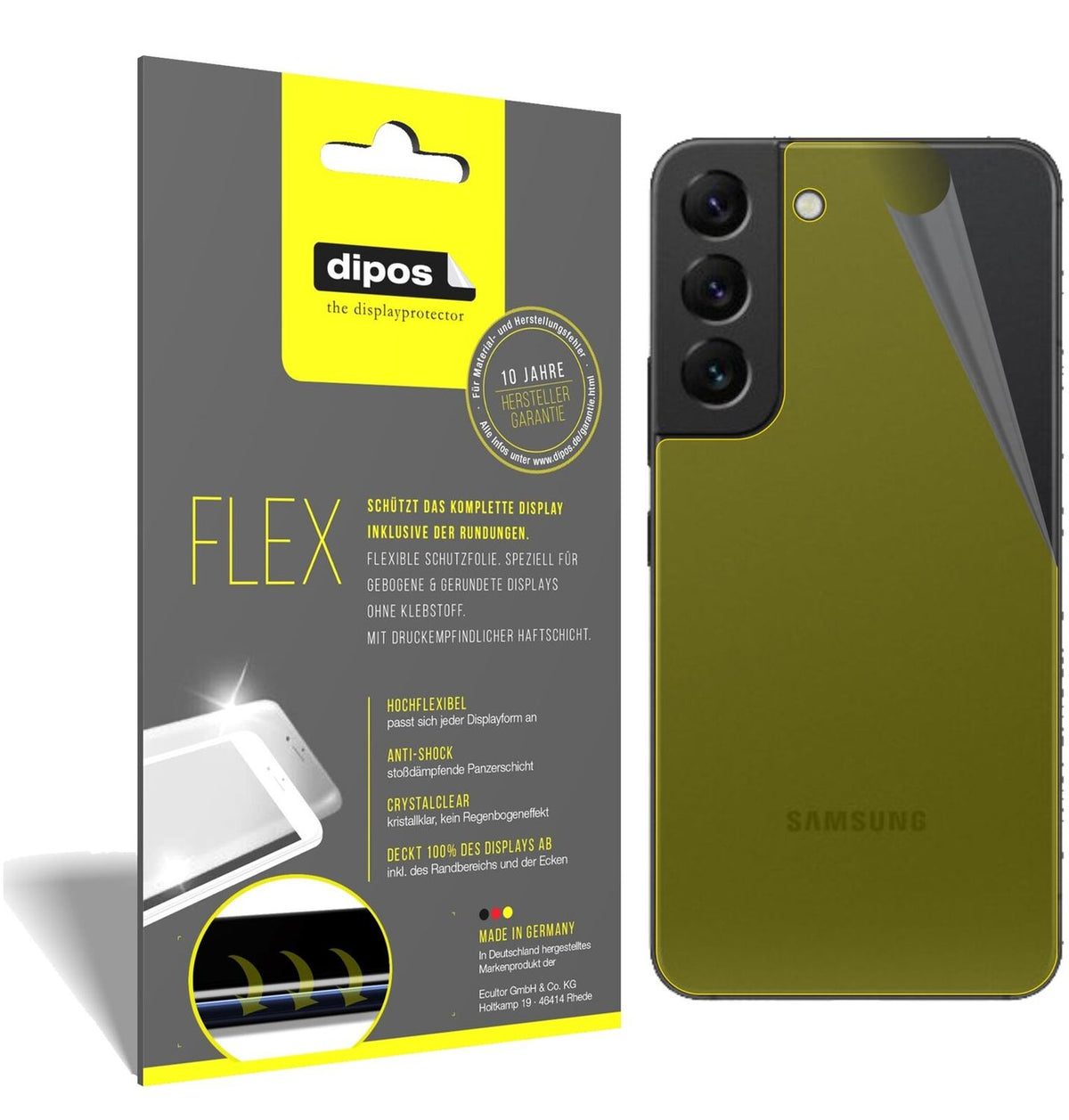 2x 3D Full Cover Schutzfolie für Samsung Galaxy S22 Plus Rückseite