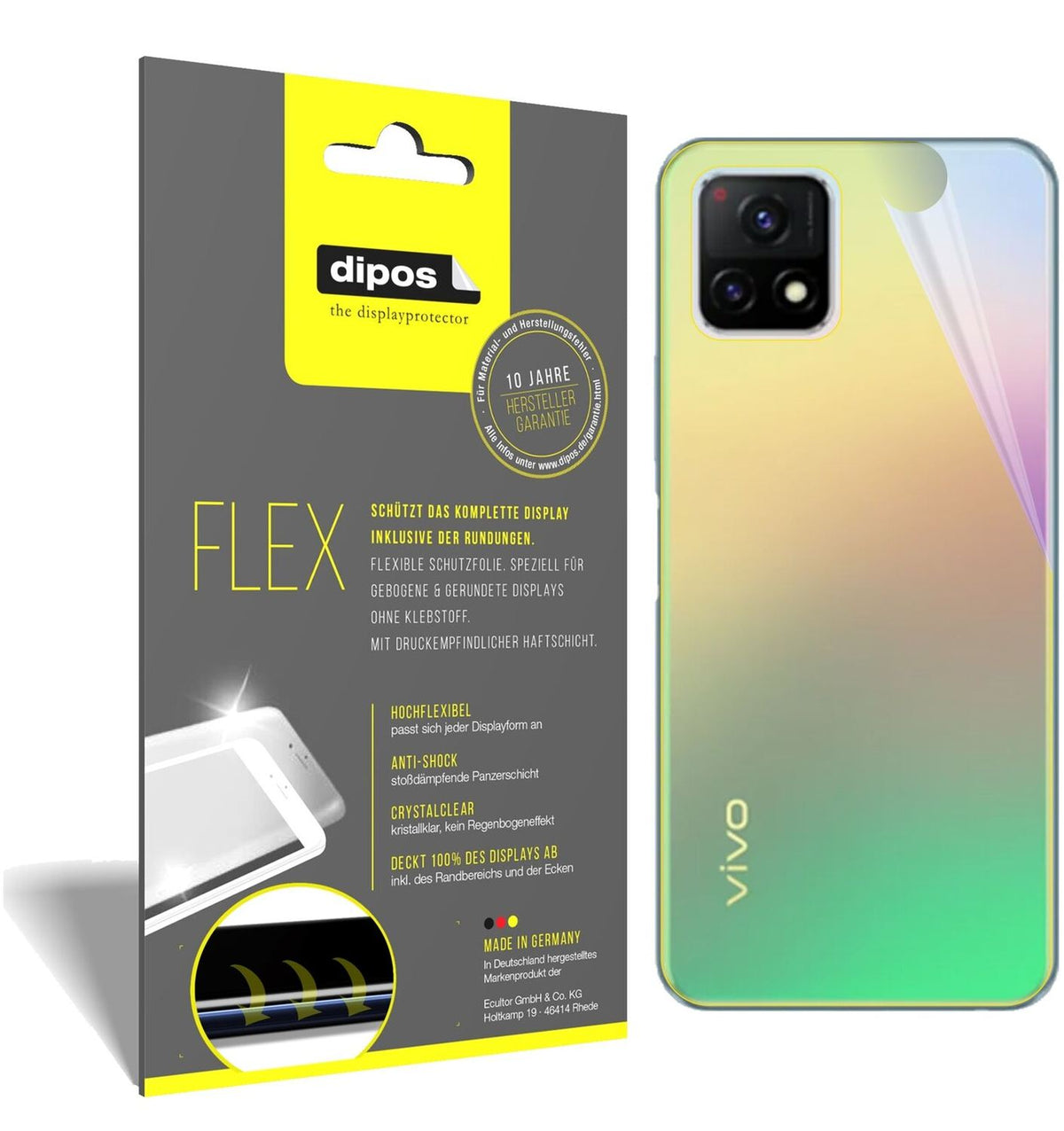 2x 3D Full Cover Schutzfolie für Vivo Y32 Rückseite