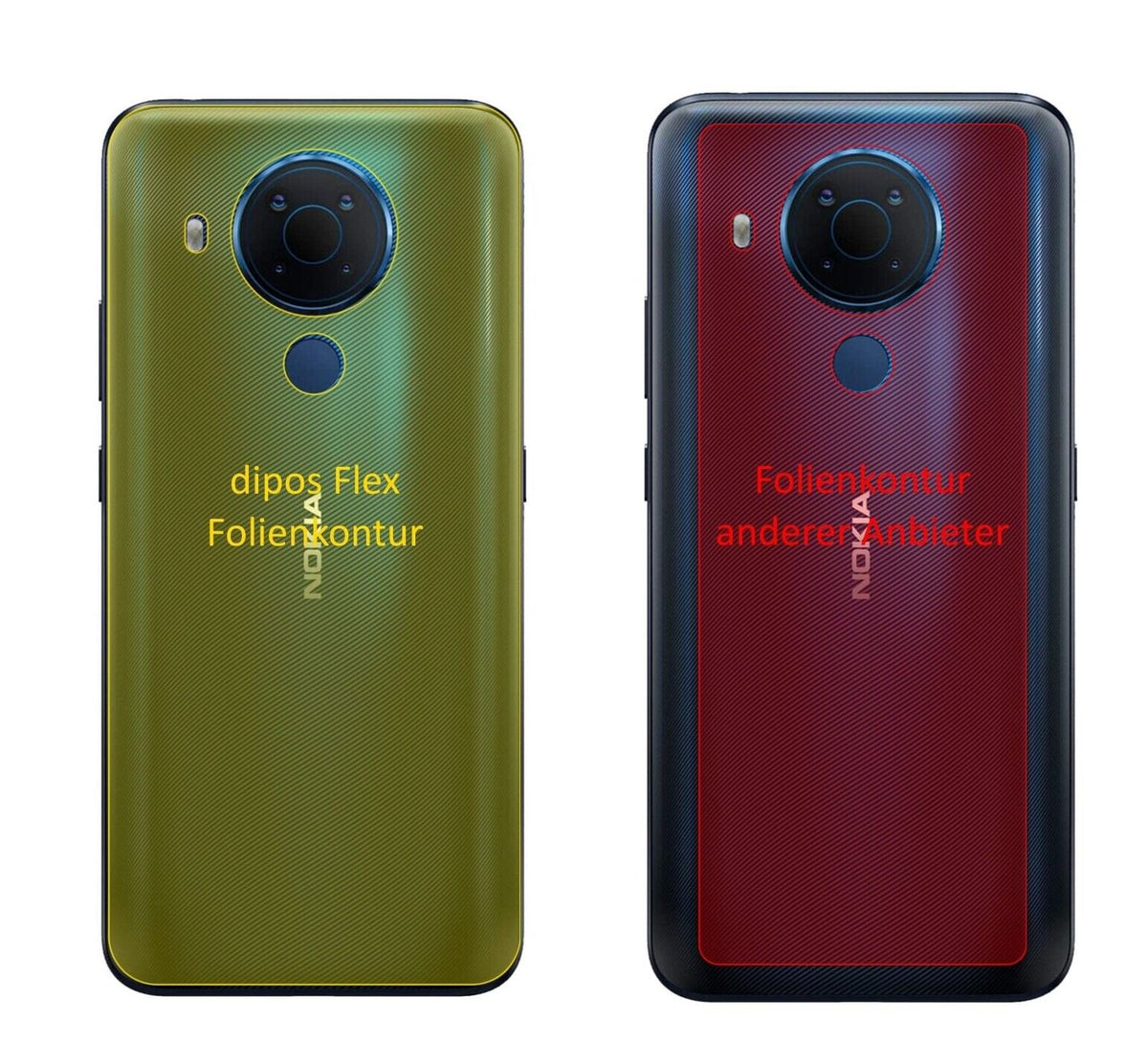 2x 3D Full Cover Schutzfolie für Nokia 5.4 Rückseite