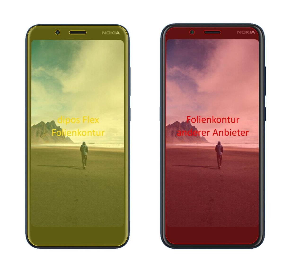 2x 3D Full Cover Schutzfolie für Nokia C2 Tennen