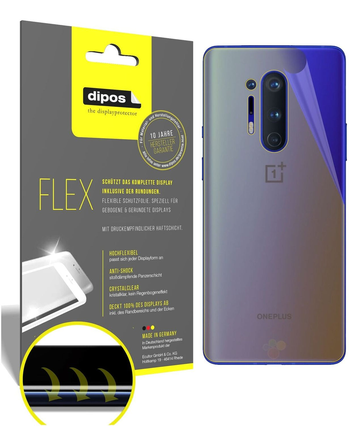 2x 3D Full Cover Schutzfolie für OnePlus 8 Pro Rückseite