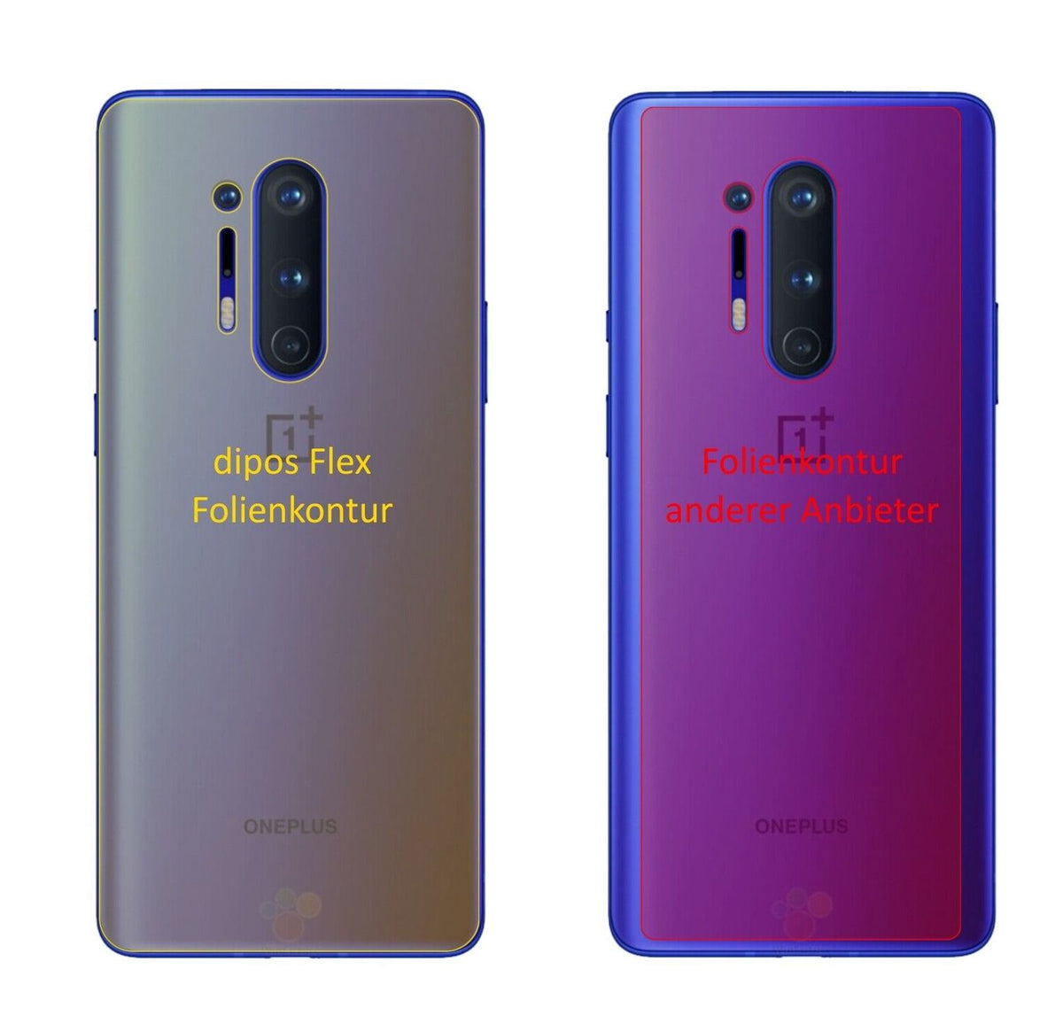 2x 3D Full Cover Schutzfolie für OnePlus 8 Pro Rückseite