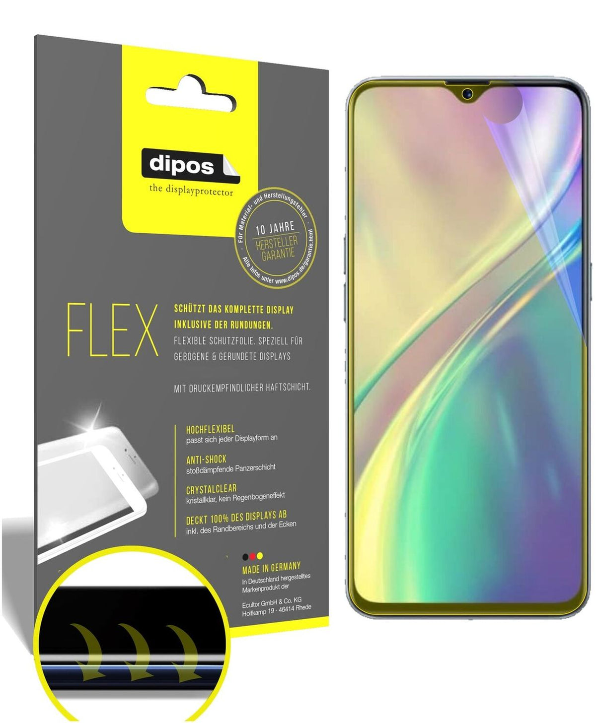2x 3D Full Cover Schutzfolie für Oppo Realme 6i
