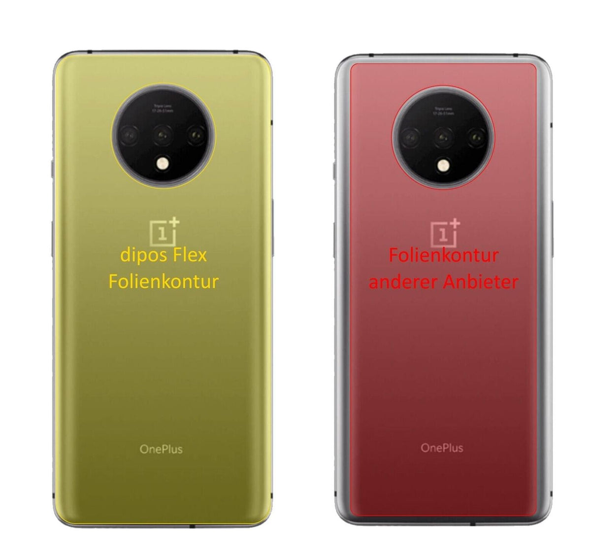2x 3D Full Cover Schutzfolie für OnePlus 7T Rückseite