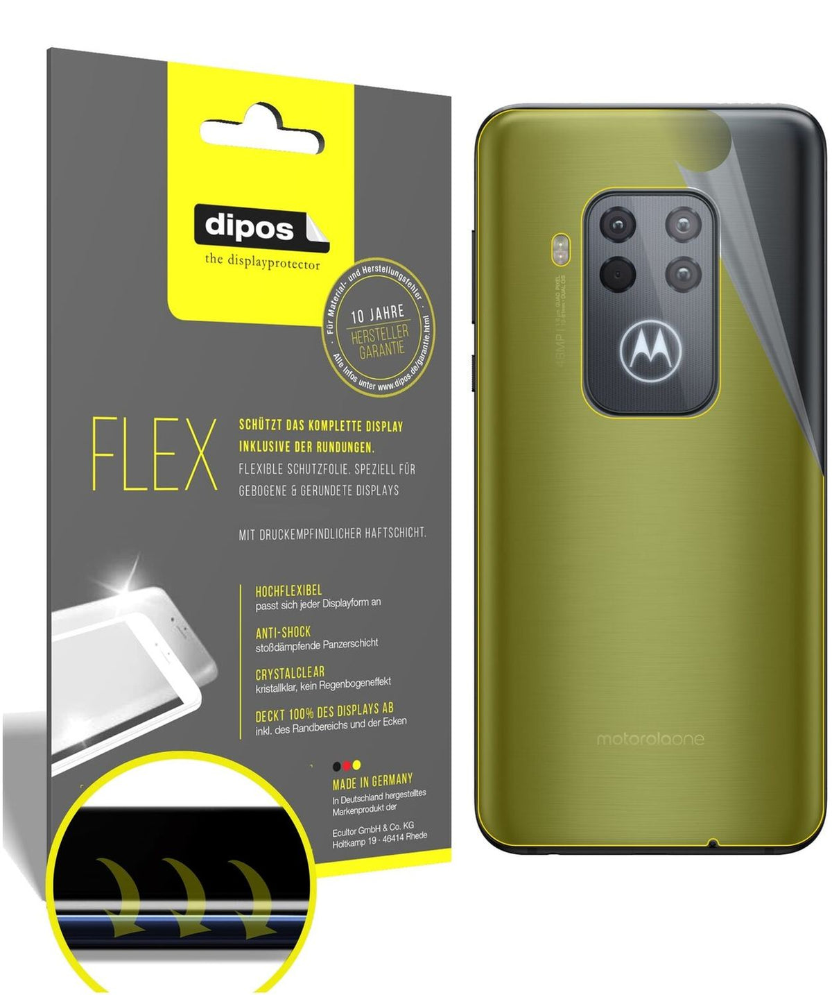 2x 3D Full Cover Schutzfolie für Motorola One Zoom Rückseite