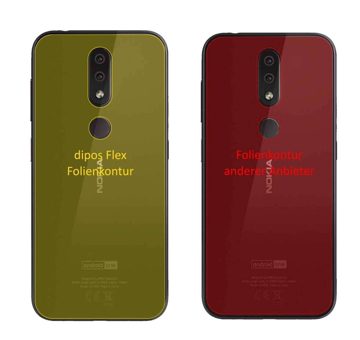 2x 3D Full Cover Schutzfolie für Nokia 4.2 Rückseite