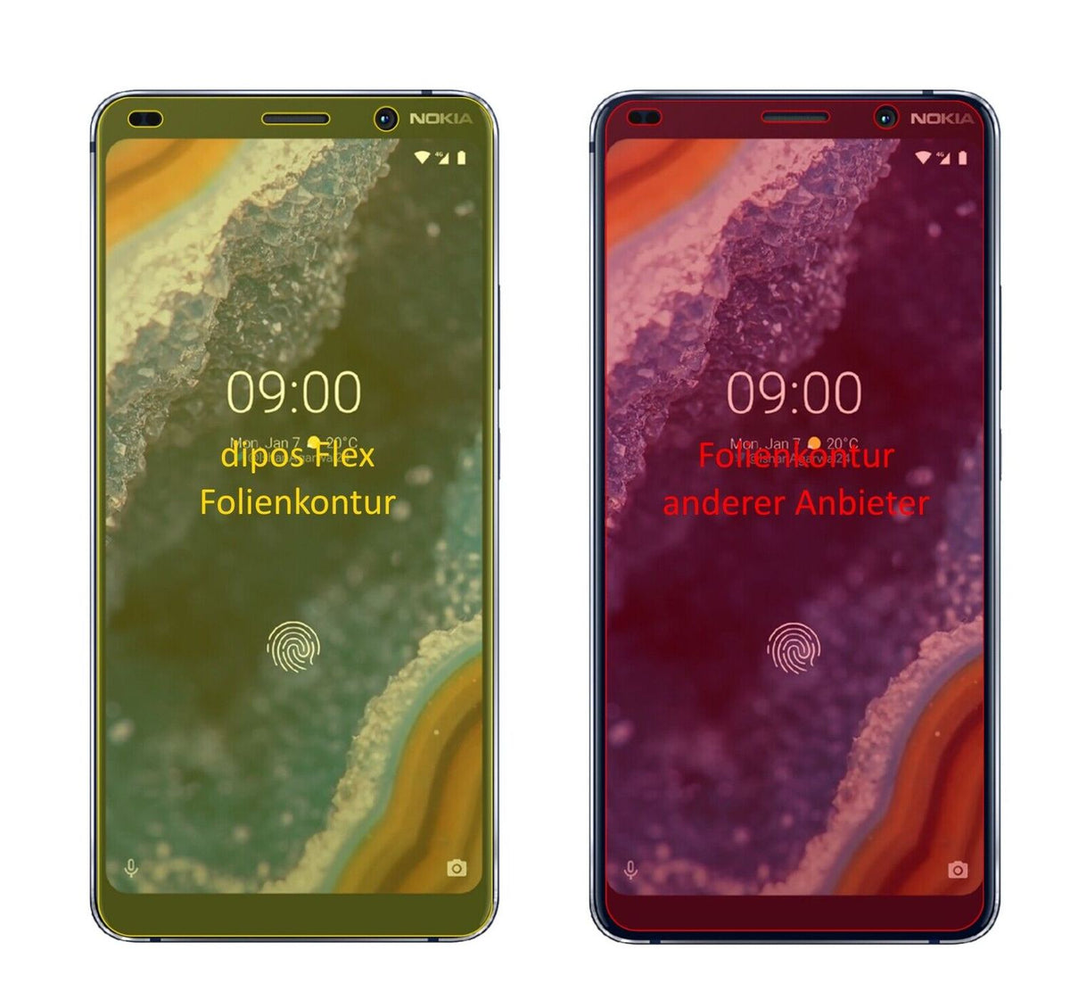 2x 3D Full Cover Schutzfolie für Nokia 9 PureView