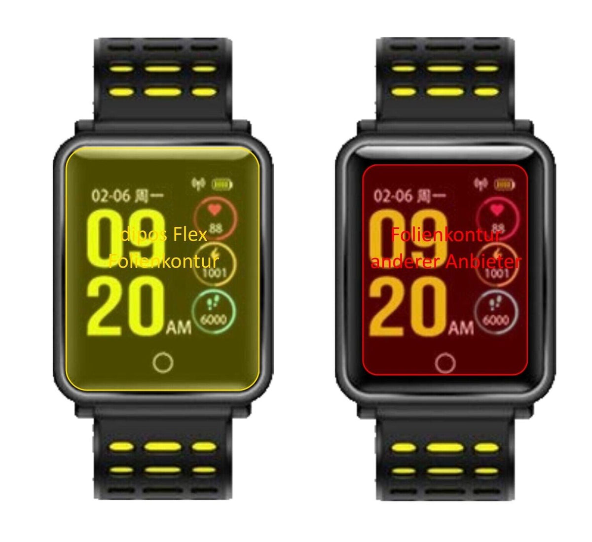 2x 3D Full Cover Schutzfolie für TagoBee TB06 Smartwatch