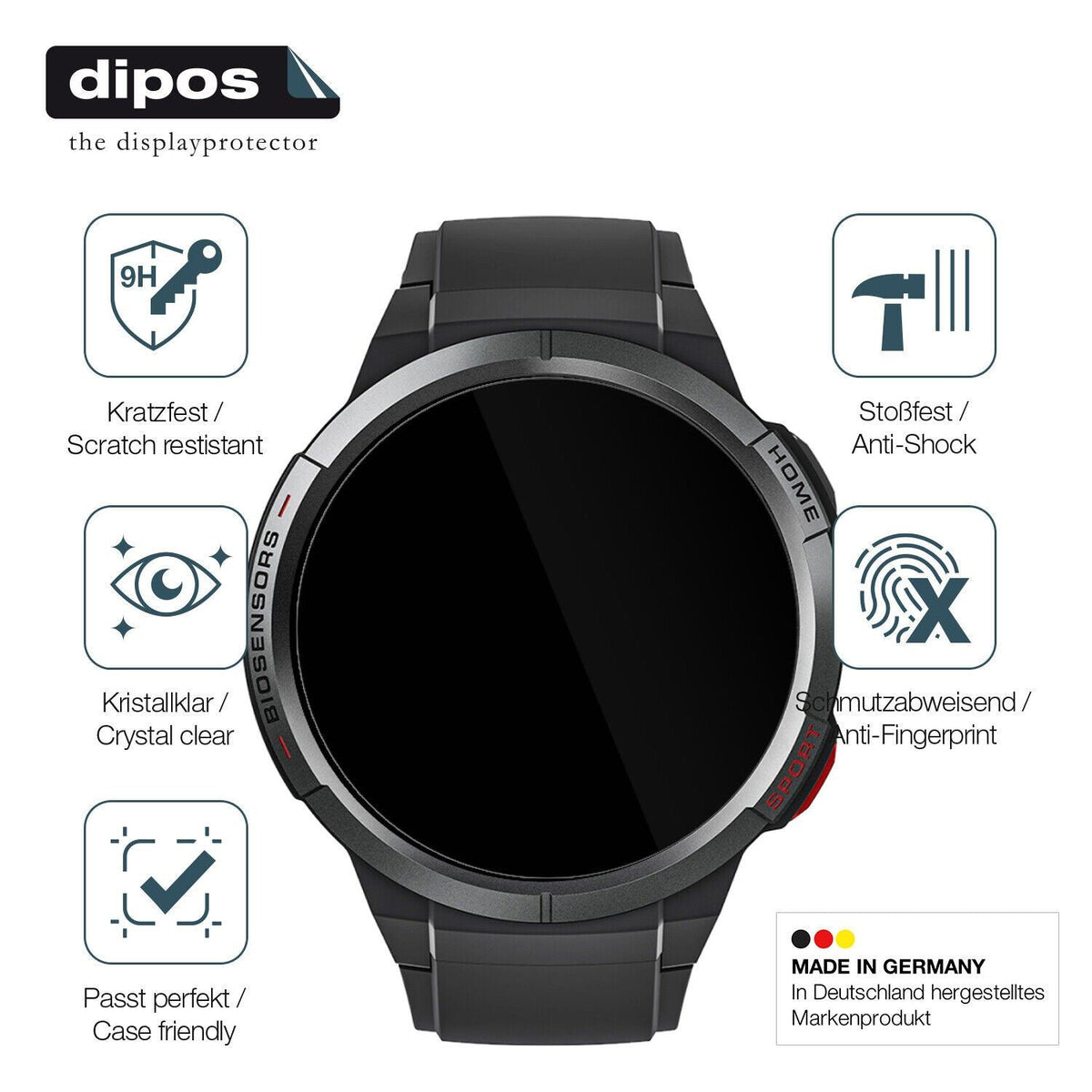 1x 9H Schutzfolie für Mibro Watch GS Panzerfolie