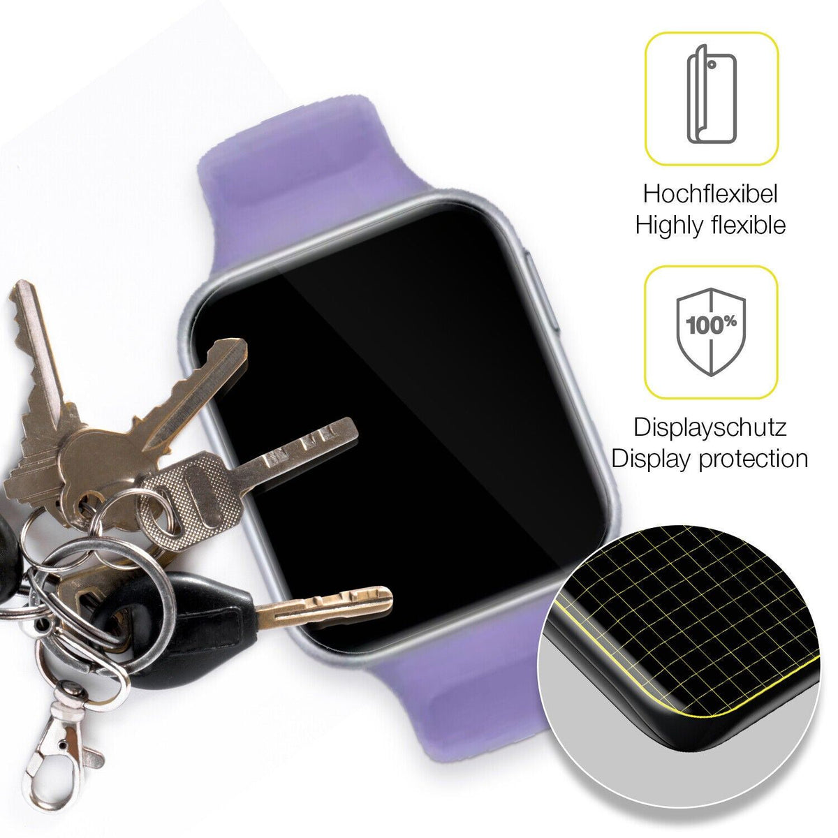 1x 3D Full Cover Schutzfolie für Oppo Watch SE