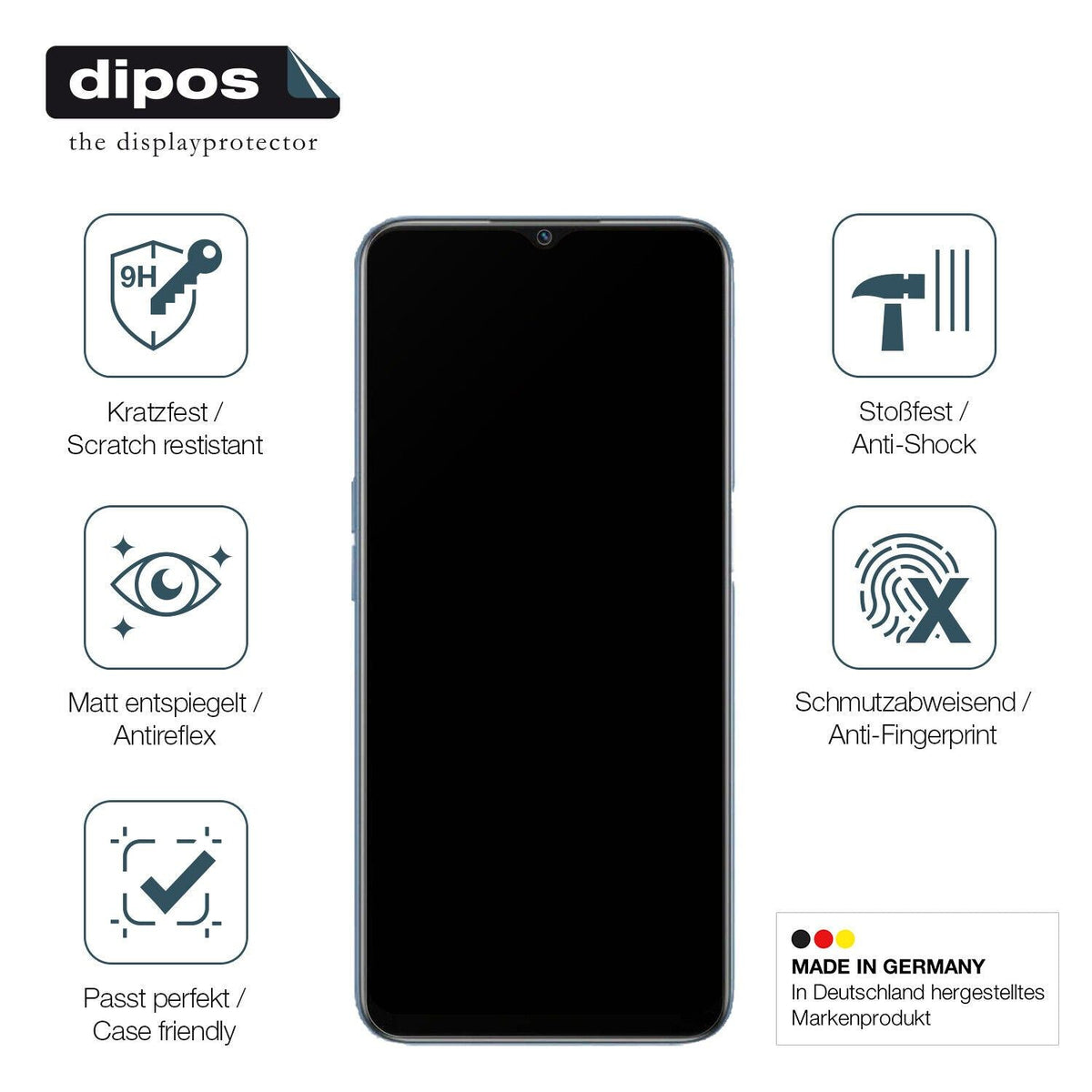 1x 9H Schutzfolie matt für OPPO A16 Panzerfolie
