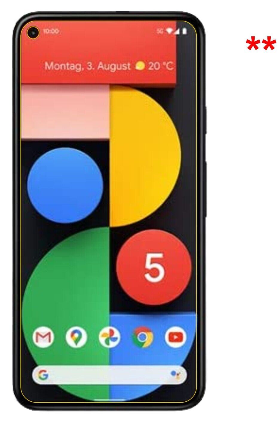1x 9H Schutzfolie für Google Pixel 5 Panzerfolie
