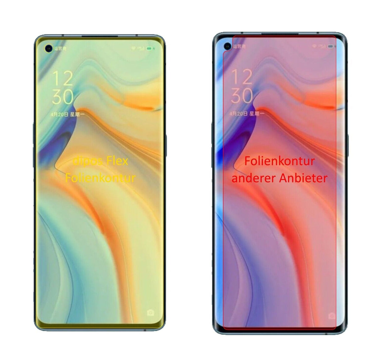 2x 3D Full Cover Schutzfolie für Oppo Reno 4 Pro