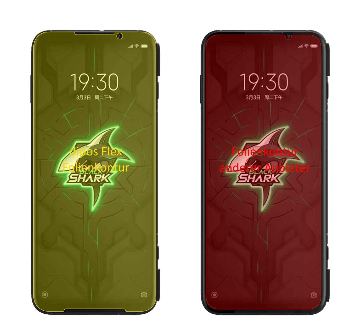 2x 3D Full Cover Schutzfolie für Xiaomi Black Shark 3