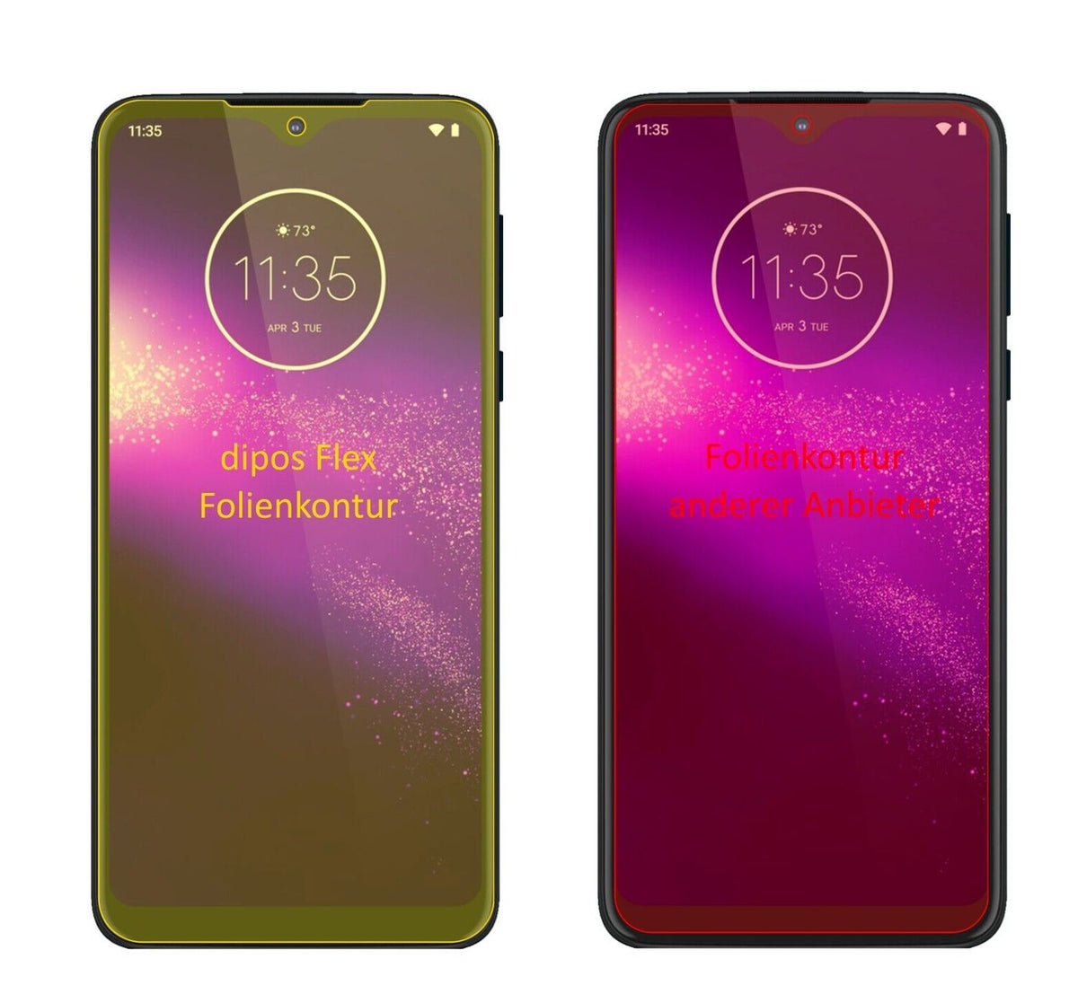 2x 3D Full Cover Schutzfolie für Motorola One Macro