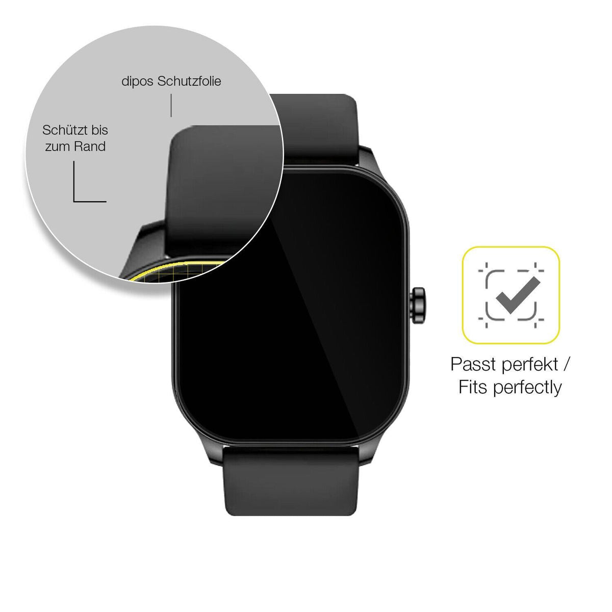 2x 3D Full Cover Schutzfolie für Amazfit Pop 3s