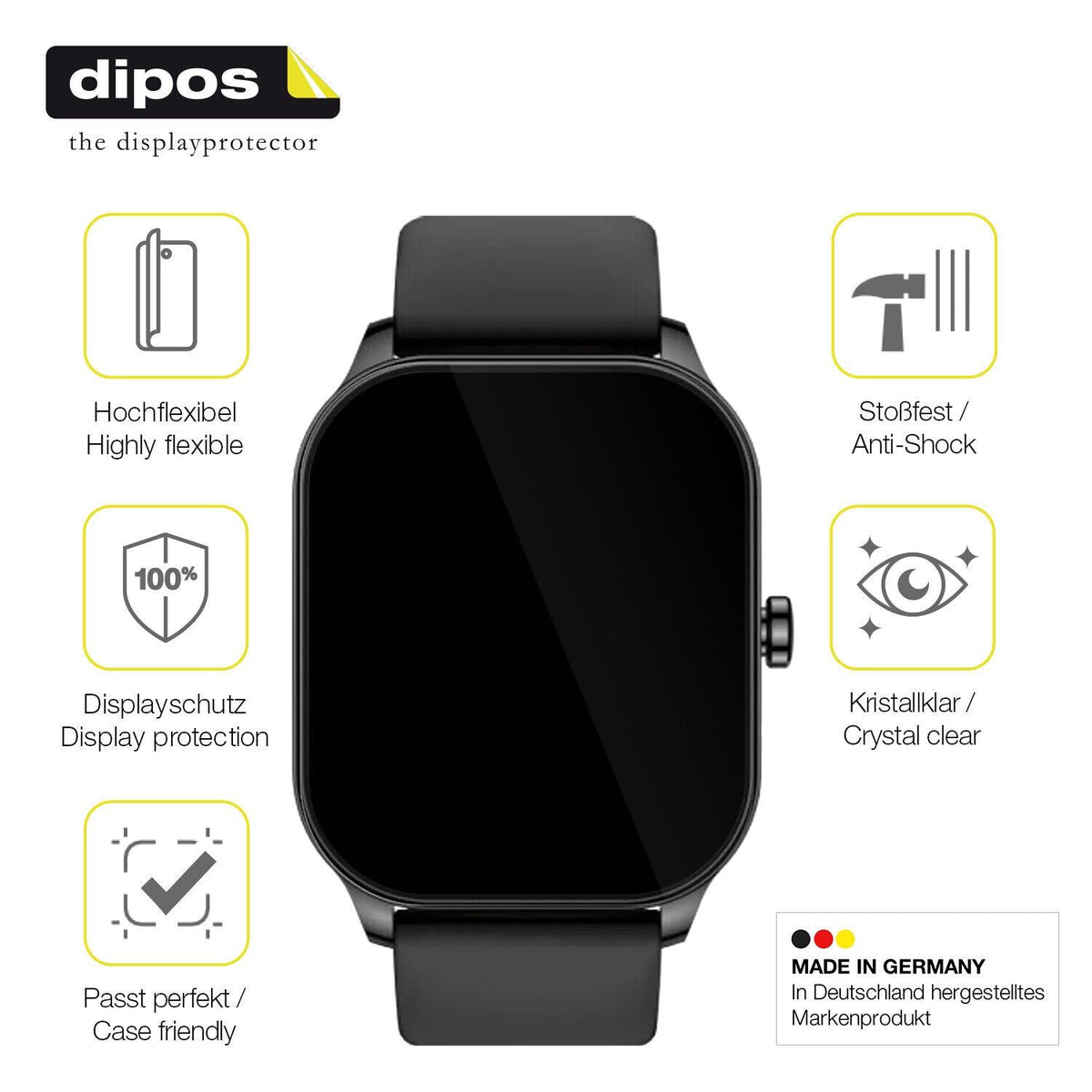 2x 3D Full Cover Schutzfolie für Amazfit Pop 3s