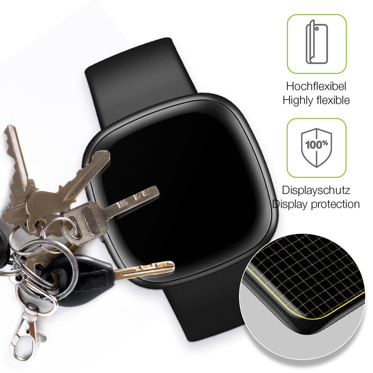 2x Full Cover Schutzfolie matt für Fitbit Versa 4