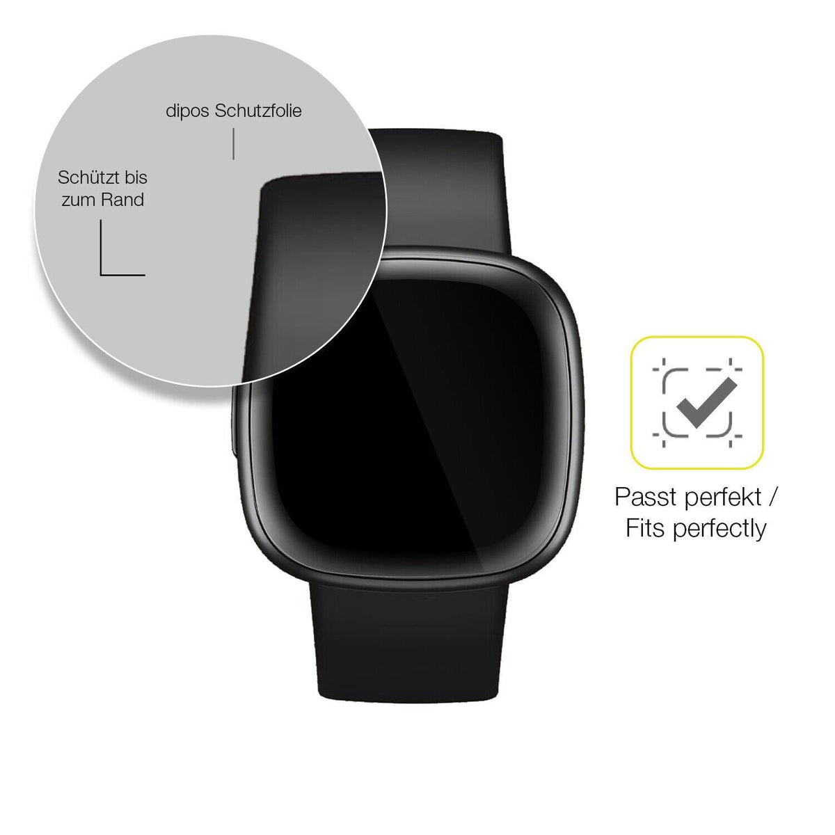 2x 3D Full Cover Schutzfolie für Fitbit Versa 4