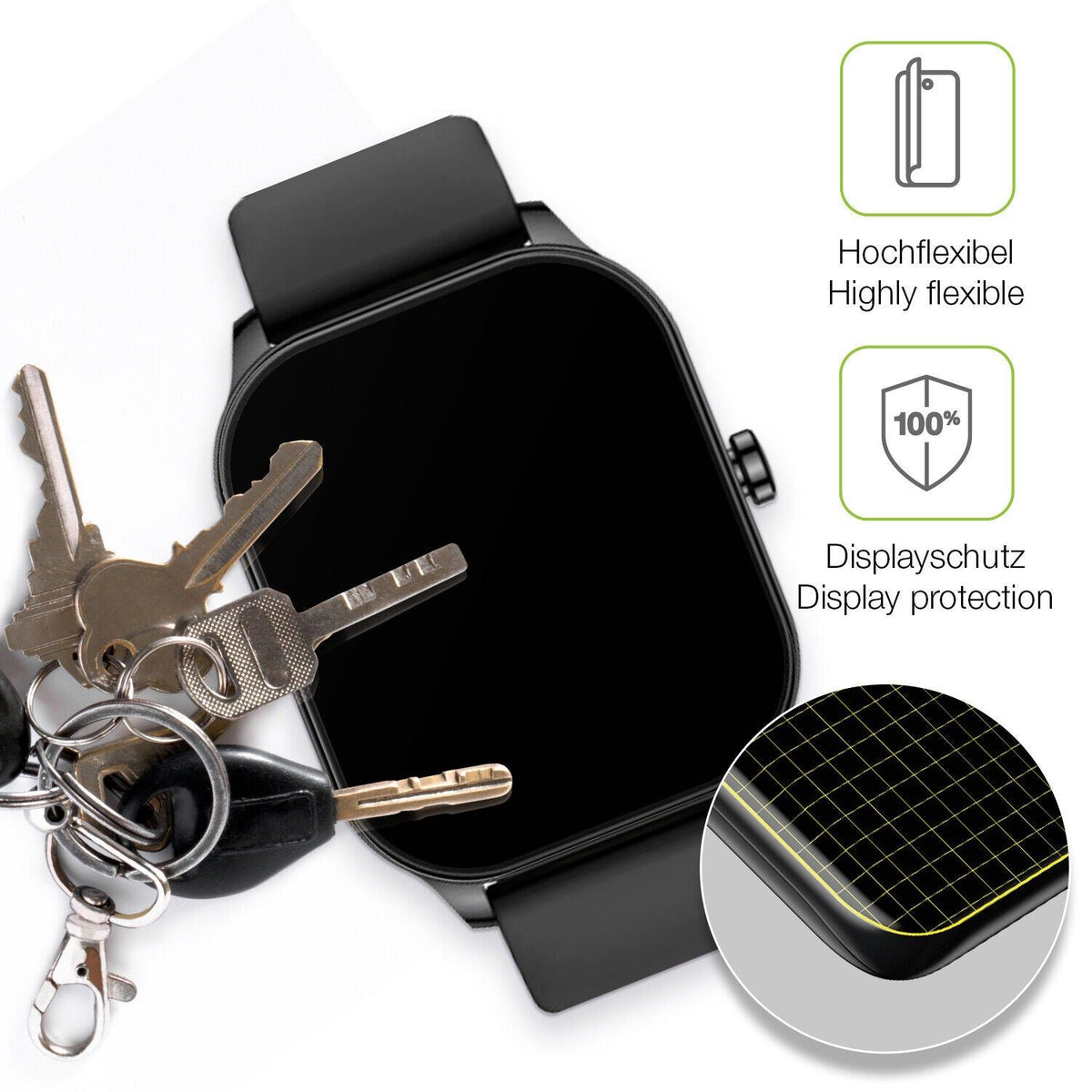 2x Full Cover Schutzfolie matt für Amazfit Pop 3s