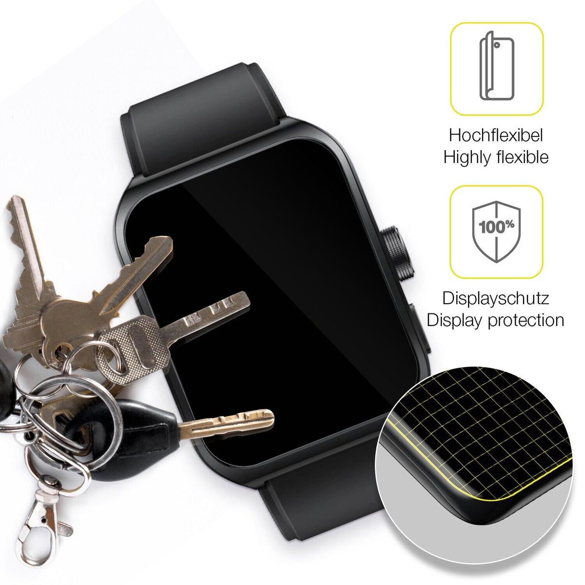 2x 3D Full Cover Schutzfolie für Oppo Watch 4 Pro