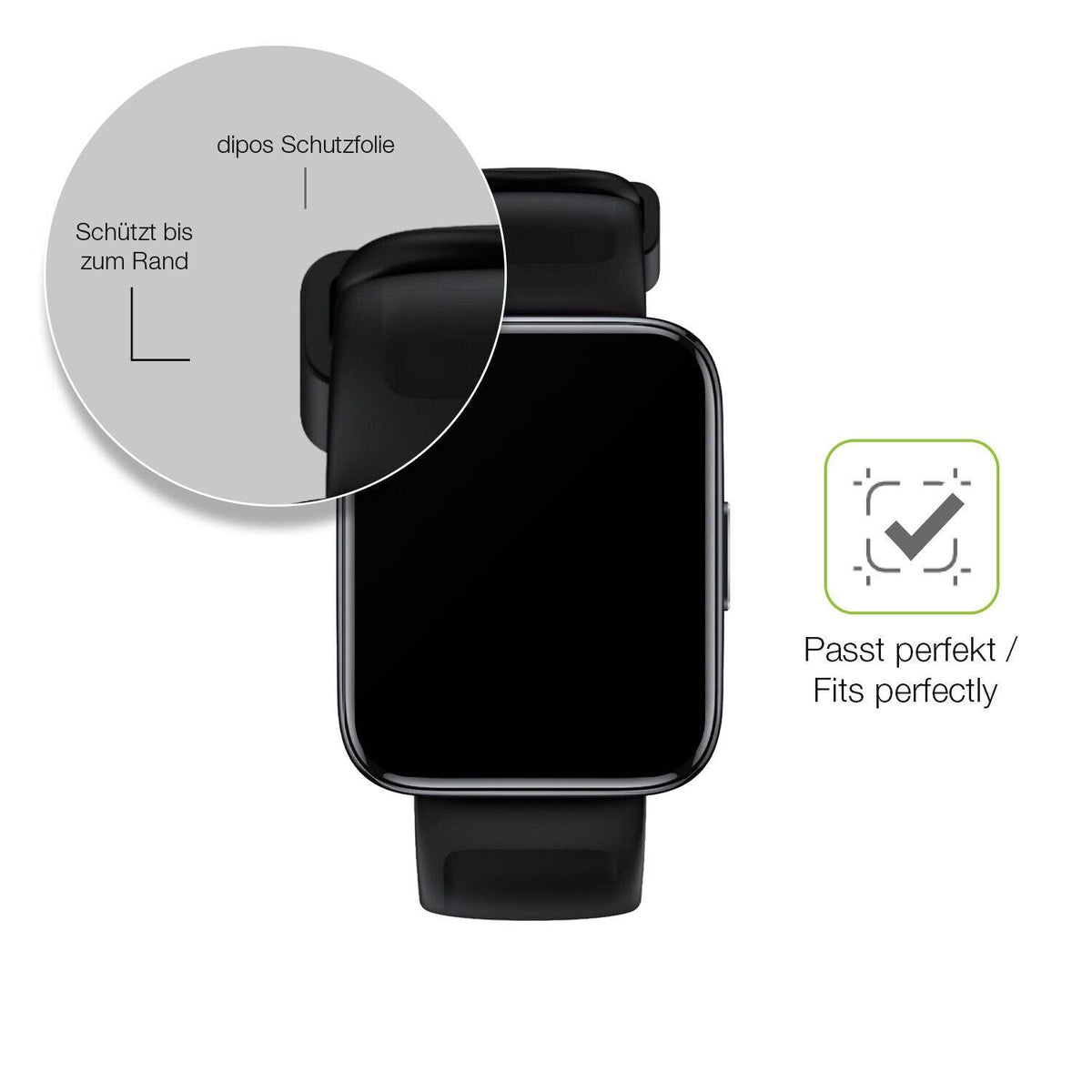 2x Full Cover Schutzfolie matt für Realme Watch 3 Pro