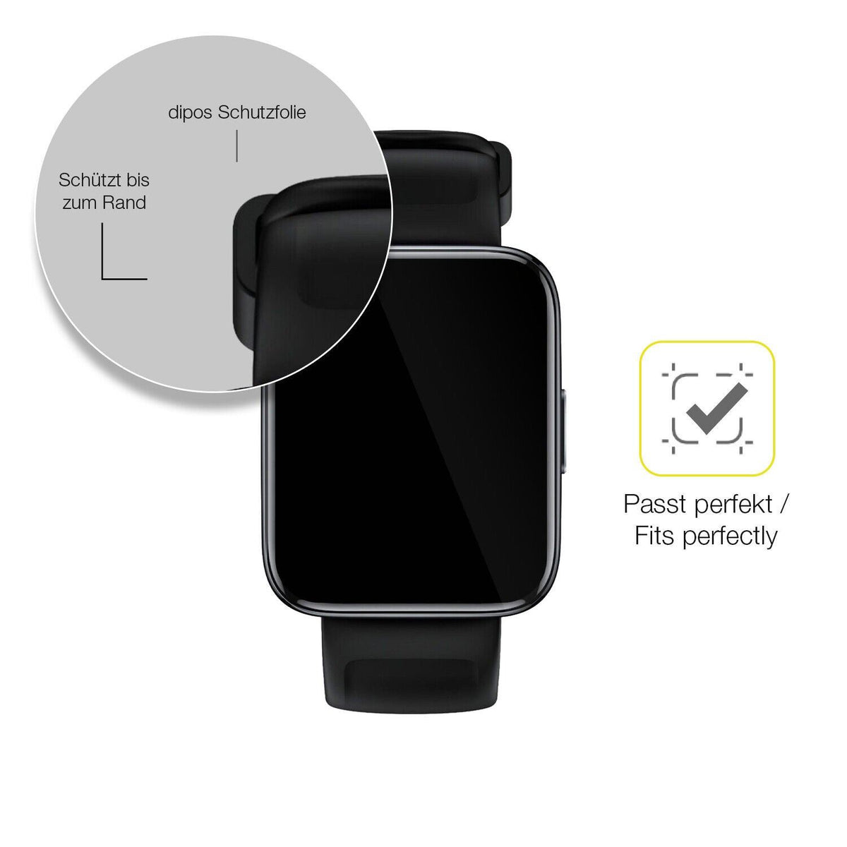 2x 3D Full Cover Schutzfolie für Realme Watch 3 Pro