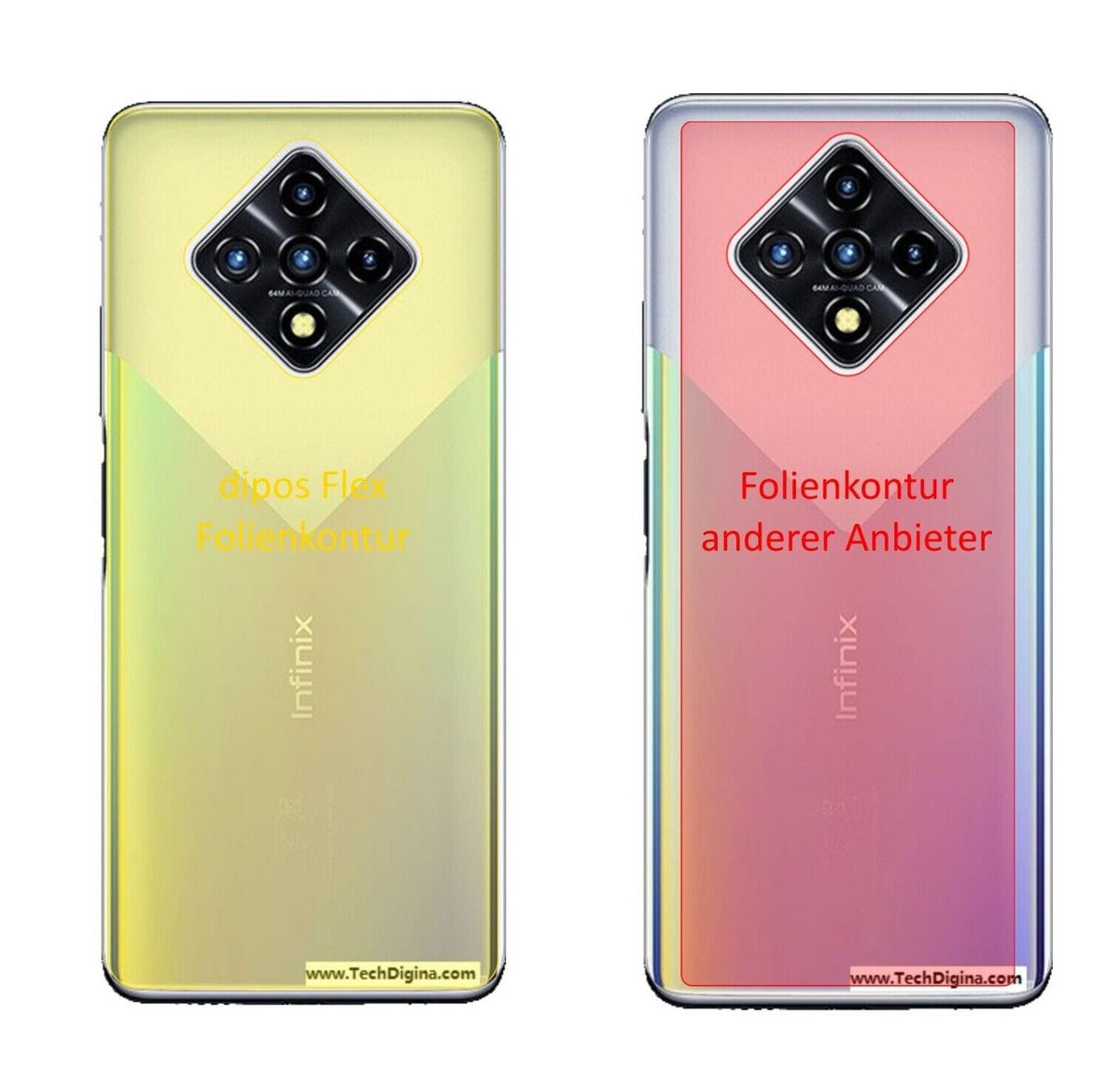 2x 3D Full Cover Schutzfolie für Infinix Zero 8 Rückseite