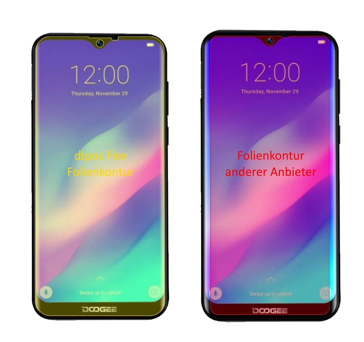 2x 3D Full Cover Schutzfolie für Archos Oxygen 57