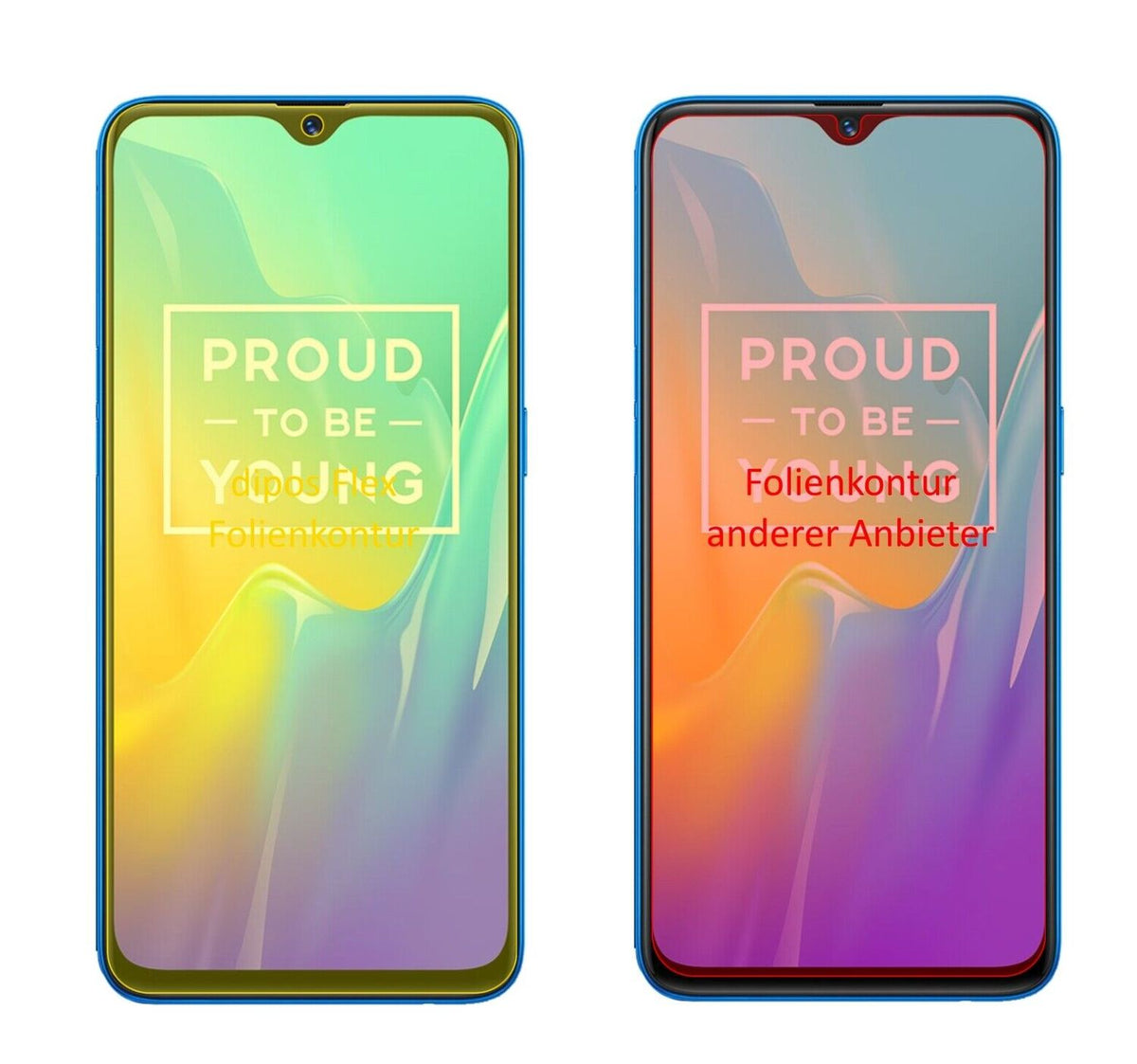 2x 3D Full Cover Schutzfolie für Oppo Realme U1