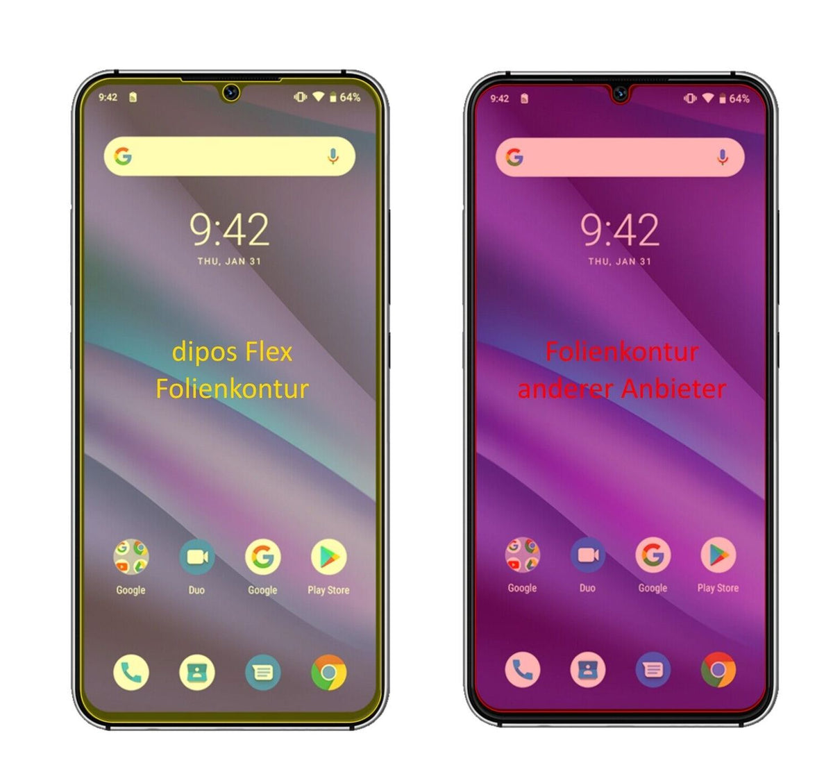 2x 3D Full Cover Schutzfolie für Umidigi A5 Pro
